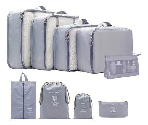 Organizador De Valija Set 9 Piezas Neceser Viaje Bolso Avion