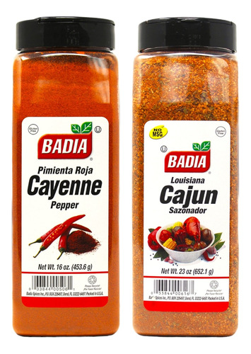 Pimienta Cayena Badia 453.6g + Sazonador Cajun Badia 652.1g