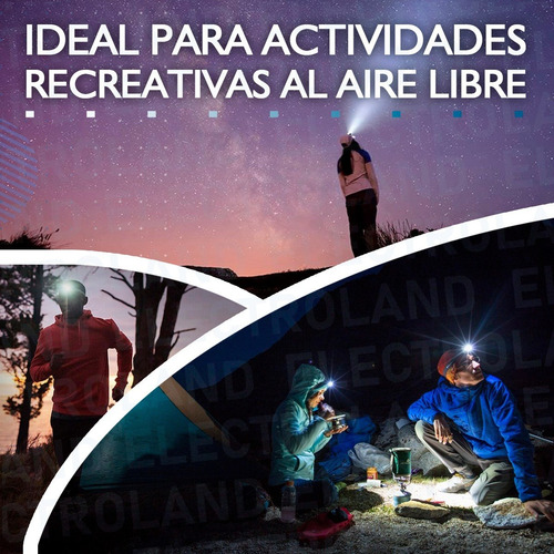 Imagen 6 de 10 de Vincha Linterna Minera Luz Led Recargable Usb Camping