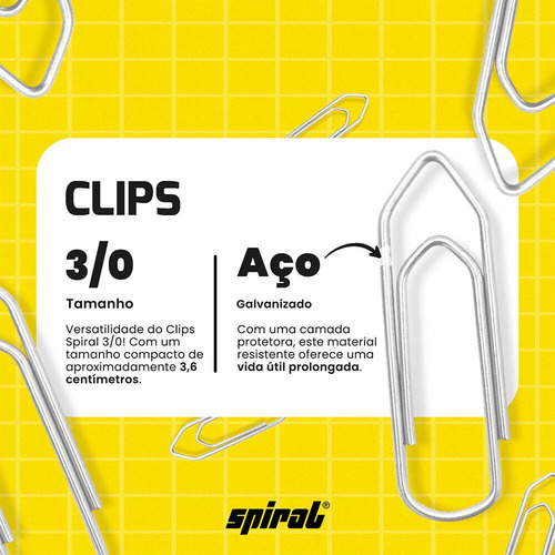 Clips Número 3/0 Galvanizado Lata Com 500g Spiral 1 Unidade
