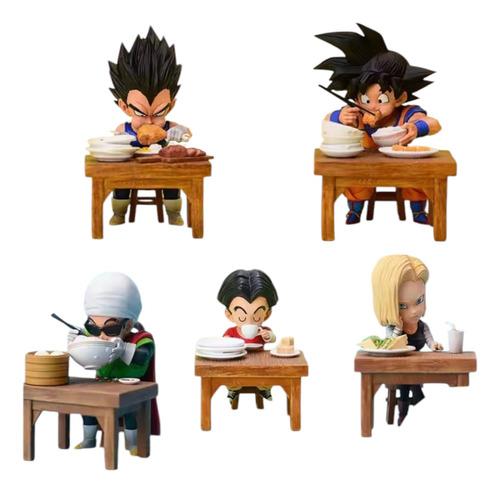 Set 5 Figuras Goku Vegeta Comiendo Dragon Ball Z