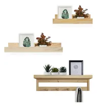 Comprar Kit 2 Repisas 1 Perchero Biblioteca Especiero Madera Colores Color Natural