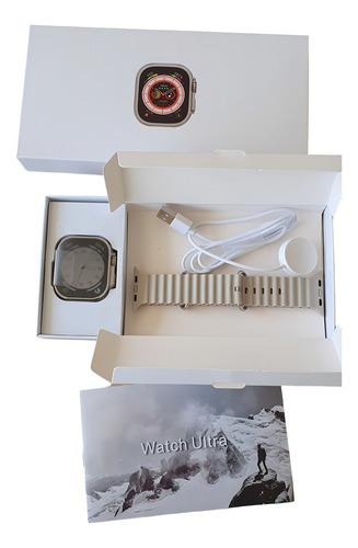 Relógio Smartwatch Gs Ultra 8+ Masculino,feminino ,cinza Caixa Branco Pulseira Cinza Bisel Prata Desenho Da Pulseira Mesh