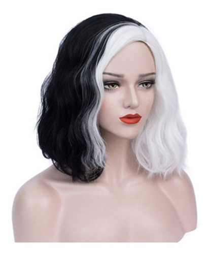 Imagen 2 de 6 de Wave Wigs Cruella Devil Cosplay Fiesta De Disfraces 35 Cm +