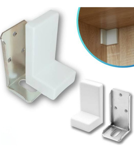 10 Cantoneiras Suporte Aéreo Fixação Móveis Capa Branca Kit