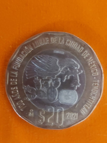 Moneda 20 Pesos Fundacion Lunar Mexico Tenochtitlan 700 Años