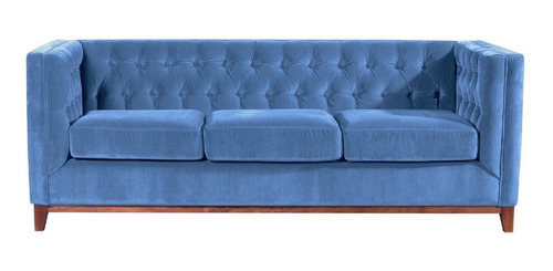 Sofa Laster 3 Puestos Tela Azul