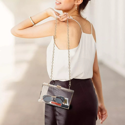 Bolso De Noche Mujer Para Fiesta Transparente Con Cadena