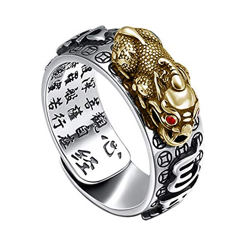 Anillo Ajustable Feng Shui Pixiu De Plata 990