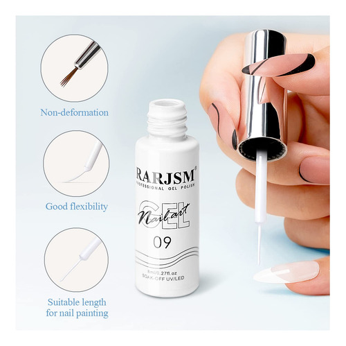 Rarjsm Esmalte De Uñas De Gel Pintado De Color Blanco, 1 Bot