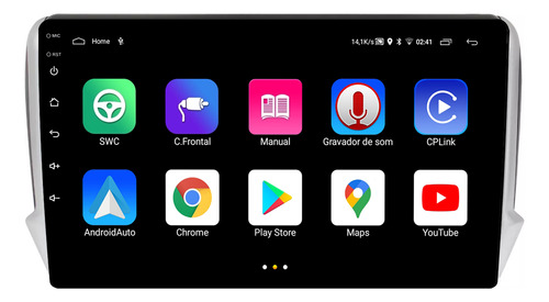 Multimidia Peugeot 208 14/18 9p Android Auto Carplay 32gb