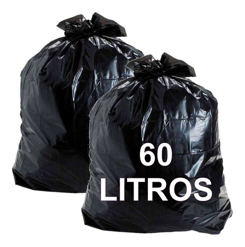 Imagem 1 de 5 de Kit 2 Sacos Lixo Preto 60l Espessura Média C/ 50 Unidades Cd
