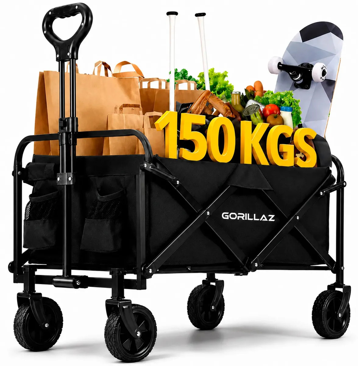 Carrinho Multiuso 150kg Dobrável Portátil Reforçado Praia Camping Feira Pesca GCM-150 Gorillaz