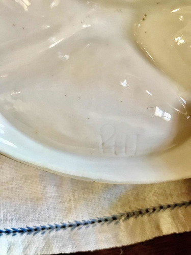 Antiguo Copetinero De Porcelana Con Cuatro Divisiones