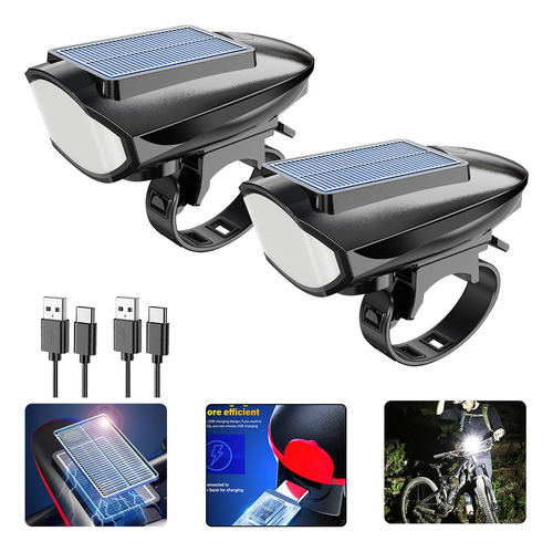 Faro Delantero De Bicicleta Mtb, Recargable Por Usb, Luz Sol