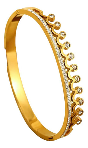 Bracelete Feminino Cravejado Banhado A Ouro 18k Luxo