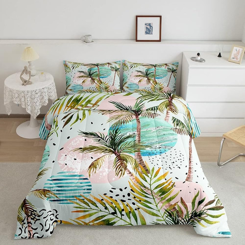 ~? Manfei Tropical Comforter Set Twin Size Palm Tree Bedding