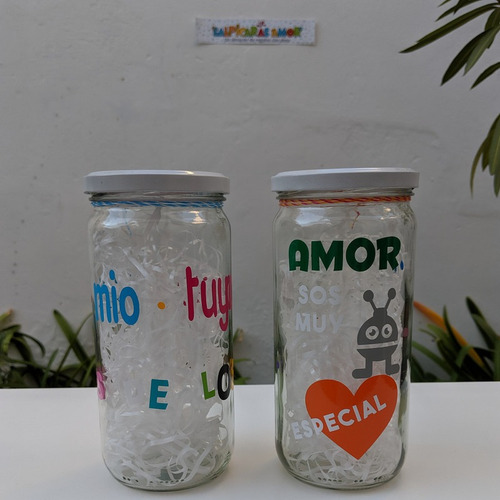 Frasco Sorpresas Alto Regalo Vinilo Mensajes