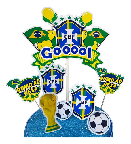 Topo Topper Decoração De Bolo Festa Copa Do Mundo Brasil