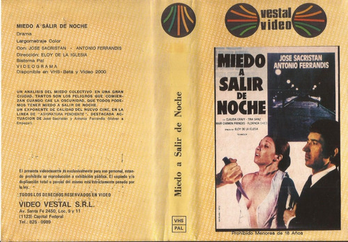 Miedo A Salir De Noche Vhs José Sacristán 1980 Vestal Video