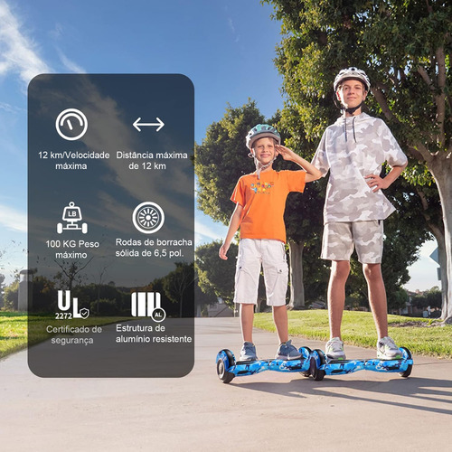Hoverboard Overboard Skate Elétrico Bluetooth Com Led Branco