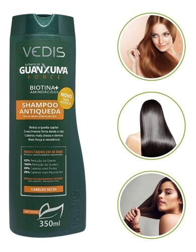 Shampoo Guanxuma Force Cabelos Secos 350ml Vedis