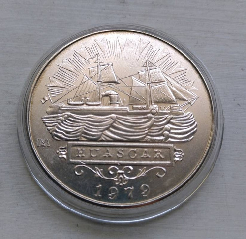 Moneda De Plata 0,925 Del Monitor Huáscar 1979, 40mm. U N C