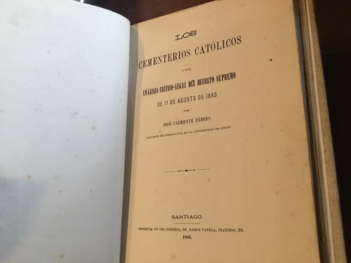 Cementerios Católicos  Anexos Clemente Fabres 1883 2 Obras