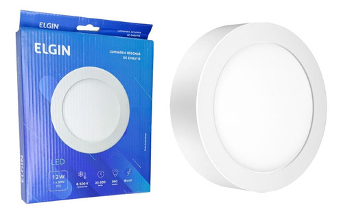 Plafon Led Embutir Elgin Redondo 12w. 6500k. Bivolt Branco