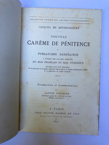 Béthencourt. Carème De Pénitence (mal Venerien) 1871.