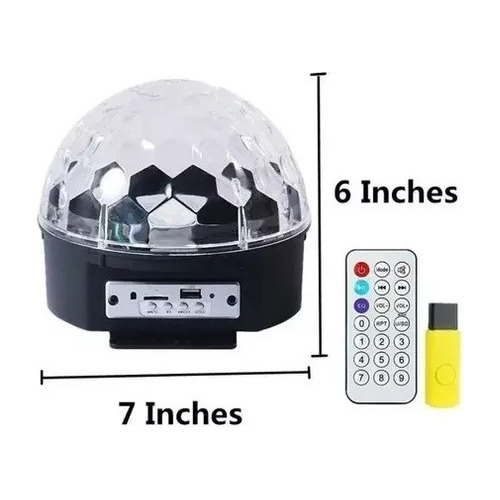 Bola Mágica De Luz Led Reproductor Mp3 Bluetooth Negro/celeste
