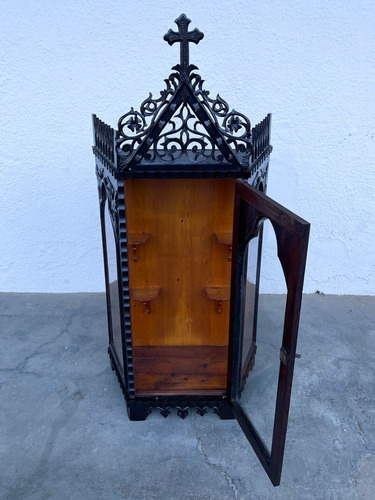 Imagem 2 de 12 de Antigo Oratorio Gotico Madeira Entalhada 150cm