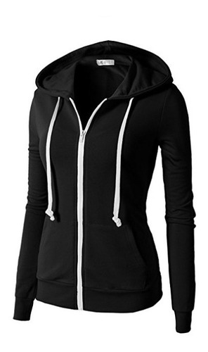 Campera Hoodie Con Capucha De Algodón Rústico Slim Fit Mujer