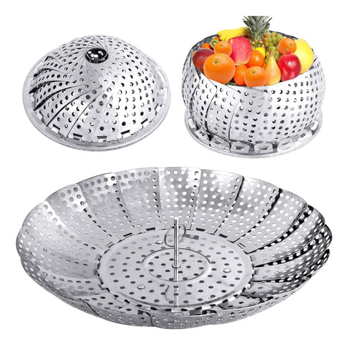Cesta De Vapor Plegable Ylyl Acero Inoxidable 13.5 A 22 Cm