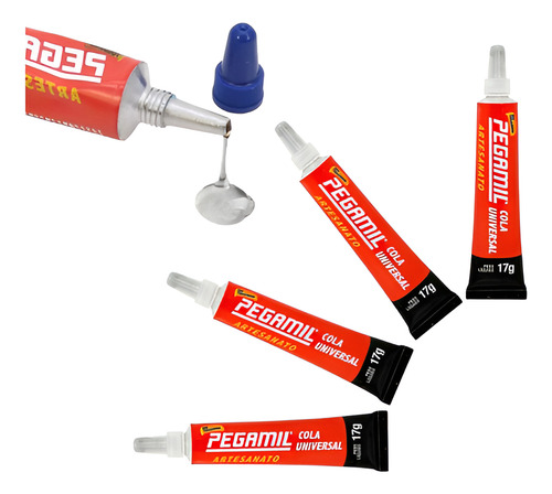Kit 12 Colas Pegamil 17g Plástico Madeira Papel Couro Tecido