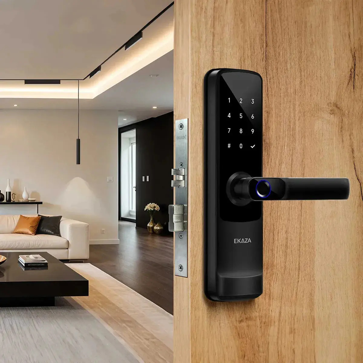 Fechadura Eletrônica Zigbee 3.0 Digital 5 Em 1 Com Biometria, Bluetooth, Senha Touch, Chave E Tag Ekaza