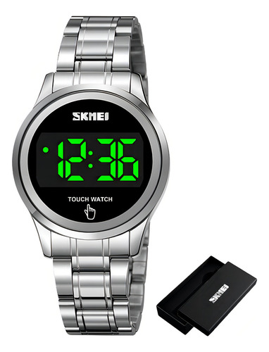 Reloj Electrónico Empresarial Digital De Acero Inoxidable Sk Color De La Correa Plateado