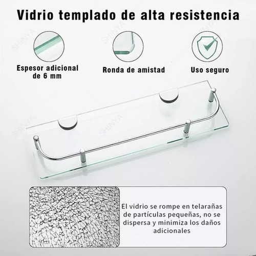 Organizador Ducha Repisa Baño Set 2 Vidrio Templado