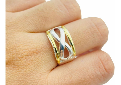 Anillo Plata 925 Oro Infinito Calado Dia De La Madre Regalo