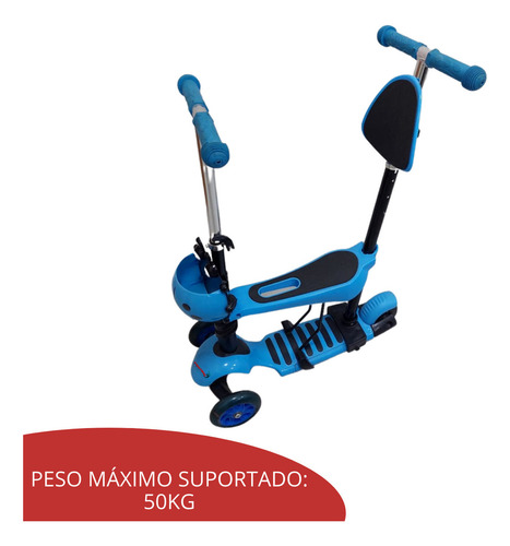 Patinete Infantil 3x1 Até 50kg Com Cesta Joaninha Importway Cor Azul