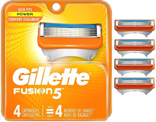 Cartuchos De Repuesto Gillette Fusion 5 X 4 Unidades