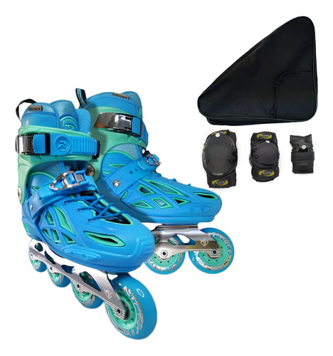 Patines Mod Freeskate Ajustable + Mochila + Protecciones