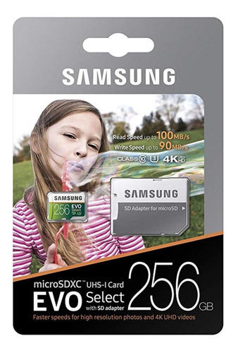 Memoria Micro Sd Samsung 256gb U3 4k 100mb/s - Importada Usa