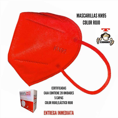 Pack 20u Kn95 Roja Mascarillas 5 Pliegue Envío  Hoy Mismo