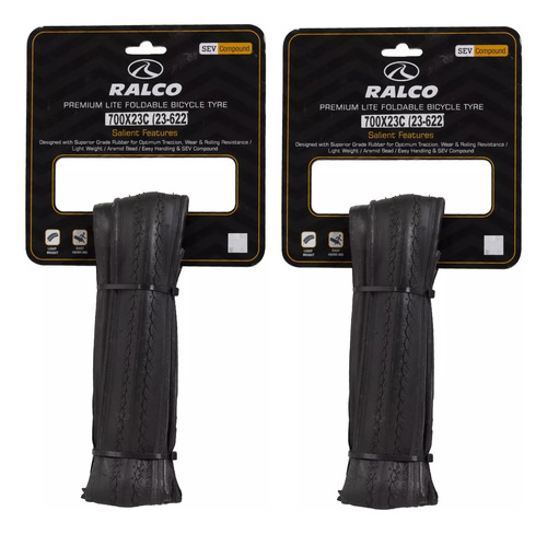 Pack 2 Neumaticos Bicicleta 700 X 23 Ralco Kevlar Ruta Fixie