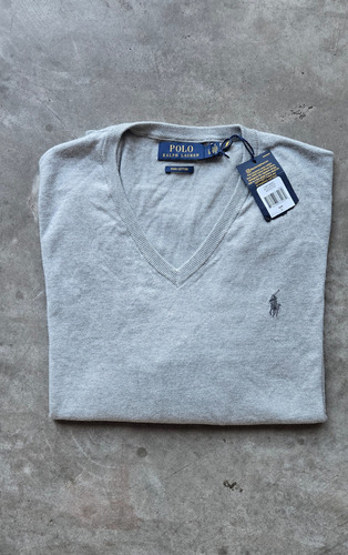 Polo Ralph Lauren Sueter 100% Algodón Pima Gris (large) (Usado)