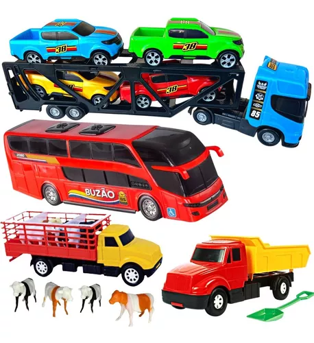 Kit Carrinhos Caminhão Brinquedo Construção Trator Truck Box