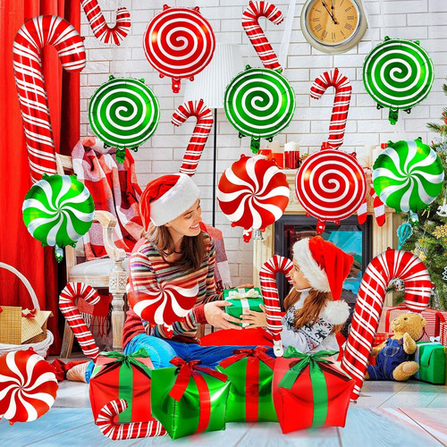 Globos Navideños De Aluminio, 32 Unidades, Globos En Espiral