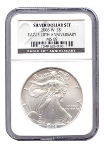 Moeda Silver Eagle Dollar Set 2006 W Ms 69 20th Aniversário