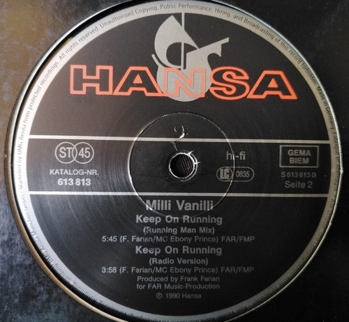 Milli Vanilli Keep On Running Club Mix Running Man Mix Mercadolibre 